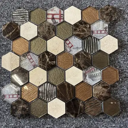 Hexagone marbre et verre